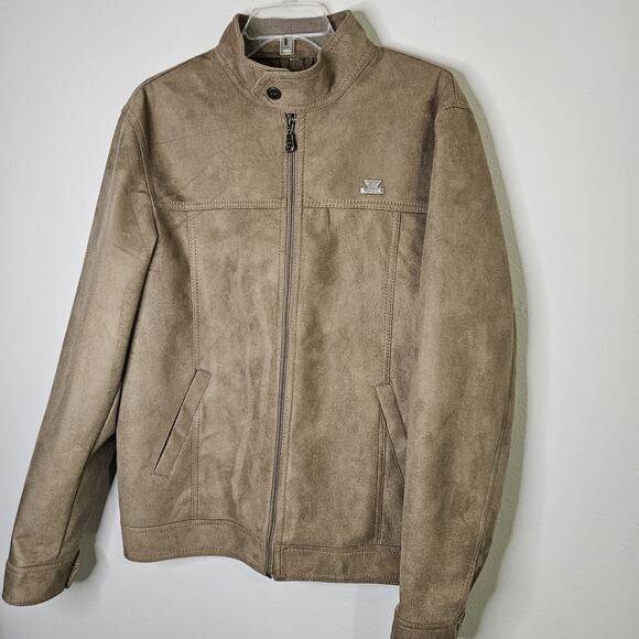 R Rosso Black & Gold Leather Suede Veneto Brown Tan Men's L Jacket Made in Italy - Picture 1 of 16